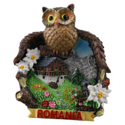 Magnet frigider din rasina "Romania" 6 x 7 cm, Bufnita