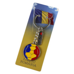 Alternative view of Breloc din metal "I love Romania" 3 x 9 cm, Minge de fotbal tricolor