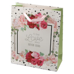 Punga cadou din hartie 11 x 14 cm "A true Love story never ends"