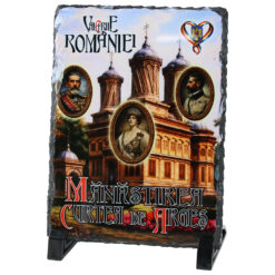 Placa ardezie "Manastirea Curtea de Arges - Valoriile Romaniei" 14 x 19 cm
