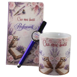 Alternative view of Set cadou "Cea mai buna Profesoara" - agenda, pix touchscreen si cana ceramica, cu suport din lemn