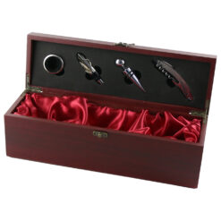 Cutie din lemn pentru o sticla de vin cu 4 accesorii 36x12 CM