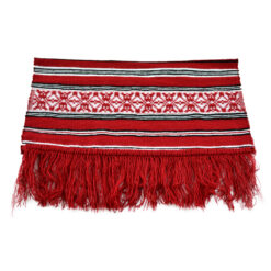 Servetel artizanal traditional 40x40 CM Rosu/Alb/Negru, cu franjuri