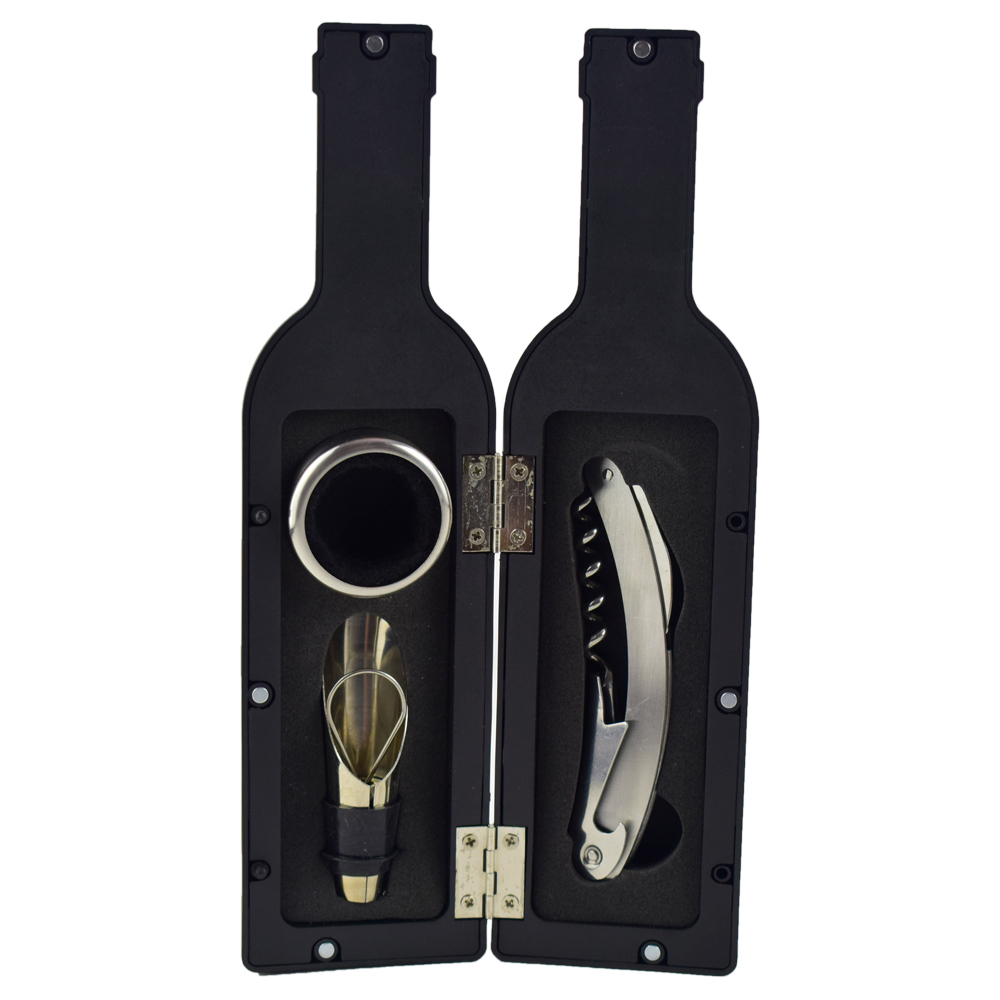 Set 3 accesorii de vin in cutie cu forma de sticla 24 CM - imagine 3