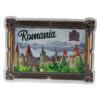 Magnet de frigider din plastic cu aspect metalic "Romania" 8.5 x 6.5 cm Castele