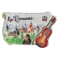 Magnet de frigider suvenir din rasina  "Romania" Castele cu vioara 8 x 5.5 cm