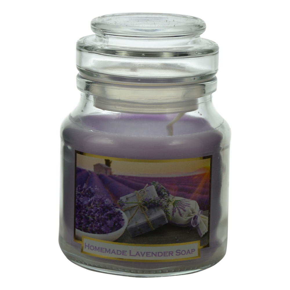 Lumanare parfumata in borcan cu capac - Lavender Fields & Homemade Lavender Soap, cu aroma de lavanda - imagine 2