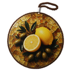 Suport decorativ pentru oale 17 cm decor mozaic cu lamai si masline