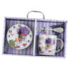 Cana cu lingurita si ceas din lemn "Lavender"