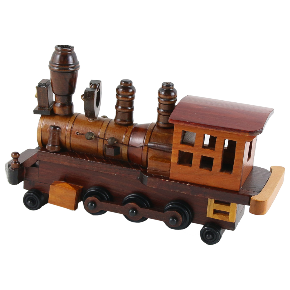 Locomotiva vintage din lemn 25 CM, Macheta - imagine 2