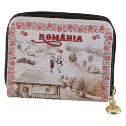 Portofel dama "Romania"10.5x8.5 CM, Casuta traditionala, din piele ecologica