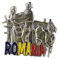 Magnet de frigider metalic 6x6 CM, Romania, cuplu