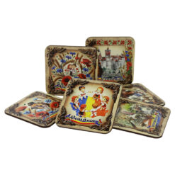 Set 6 suporturi pahare din MDF Romania 9 x 9 cm