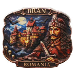 Magnet de frigider din rasina "Romania" 7 x 6 cm, Bran si Vlad Tepes