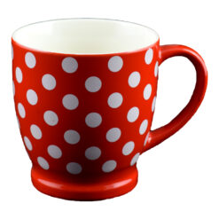 Cana ceramica rosie cu buline, 200 ml