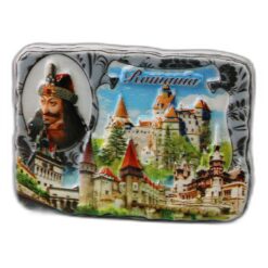 Magnet de frigider din rasina "Romania" 7.5 x 5.5 cm Castele cu Vlad Tepes