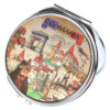 Oglinda metalica de buzunar "Romania"  7 cm Castele cu Vlad Tepes