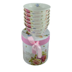 Set 6 boluri din ceramica 13 x 5.5 cm, trandafiri