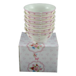 Set 6 boluri din ceramica 13 x 5.5 cm, flori
