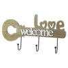 Suport pentru chei din lemn cu 3 carlige Love Welcome 35 CM
