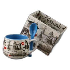 Alternative view of Cana din ceramica cu lingurita "Romania" 90 ml Castele si monumente, cu cutie decorativa