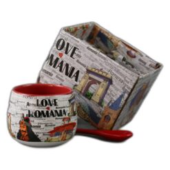 Alternative view of Cana din ceramica cu lingurita "Love Romania" 90 ml castele / Vlad Tepes, cu cutie decorativa