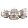 Set 6 cesti din ceramica cu farfurii, 150 ml, in cutie cadou, Flori & Fluturi