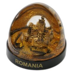 Suport pentru creioane "Romania" 8.5 x 8 cm cu sclipici auriu / argintiu