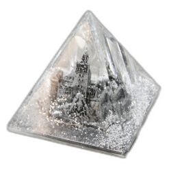 Suport pentru creioane piramida "Castelul Bran" 7.5 x 7.5 cm cu sclipici argintiu