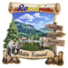 Magnet frigider din lemn "Baile Tusnad" 8x8 CM, Romania