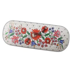 Toc pentru ochelari "Romania" 16 x 6 cm motive florale cu laveta