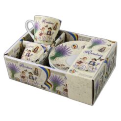 Alternative view of Set 2 cesti cafea cu farfurioare din ceramica "Romania" 70 ml copii cu lavanda