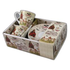 Alternative view of Set 2 cesti cafea cu farfurioare din ceramica "Romania" 70 ml Castelul Bran