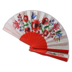 Evantai suvenir "Romania" 23 cm din poliester si plastic motive florale