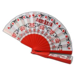 Evantai suvenir "Romania" 23 cm din poliester si plastic motive traditionale