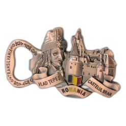 Desfacator sticle din metal cu magnet "Romania" 9.5 x 5 cm Vlad Tepes