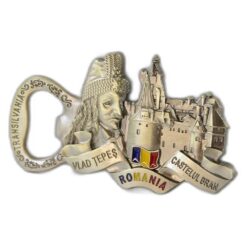 Alternative view of Desfacator sticle din metal cu magnet "Romania" 9.5 x 5 cm Vlad Tepes