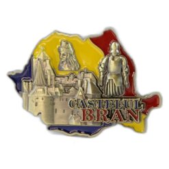 Magnet de frigider metalic "Castelul Bran" 7 x 5 cm Harta Romaniei