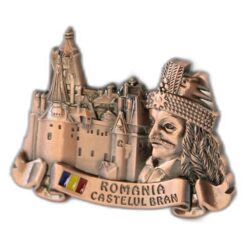 Alternative view of Magnet de frigider metalic "Romania / Castelul Bran" 7 x 5.5 cm