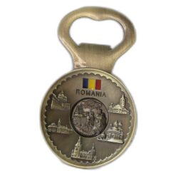 Alternative view of Desfacator sticle din metal cu magnet "Romania" 5.5 x 9 cm Castele