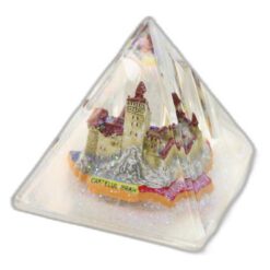 Suport pentru creioane piramida "Castelul Bran" 7.5 x 7.5 cm cu sclipici, colorat