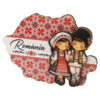 Magnet de frigider din lemn "Romania" 10 x 7 cm Copii in port popular