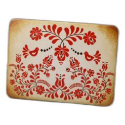 Magnet de frigider din plastic 7.5 x 5.5 cm, cu motive florale rosii