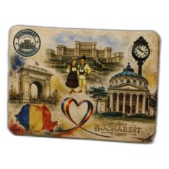 Magnet de frigider din plastic Bucharest 7.5 x 5.5 cm, vintage