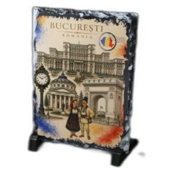 Placa ardezie "Bucuresti" 14 x 19 cm, vintage