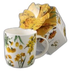 Cana portelan "Yellow Flowers" 400 ml, in cutie decorativa