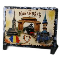 Placa ardezie "Romania" 19 x 14 cm, Maramures, vintage