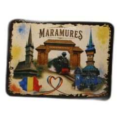 Magnet de frigider din plastic 7.5 x 5.5 cm, "Maramures", vintage