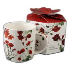 Alternative view of Cana portelan "Red Flowers" 400 ml, in cutie decorativa