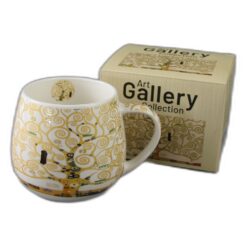 Cana portelan 430 ml "Tree of Life" ecru de Gustav Klimt, in cutie decorativa